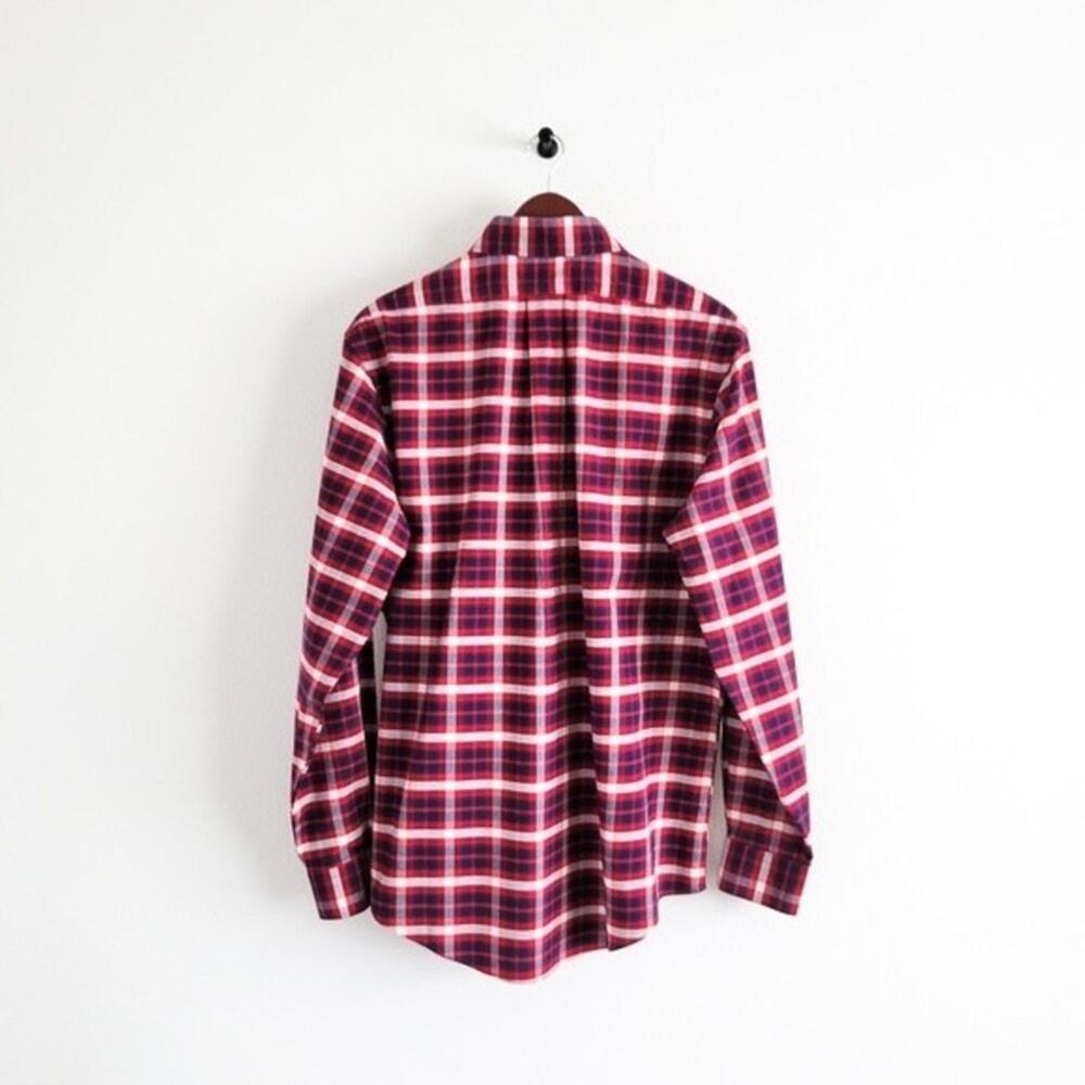 NEW Brooks Brothers Shirt Oxford Regent Button Down Plaid Navy Blue Red L - Picture 4 of 9